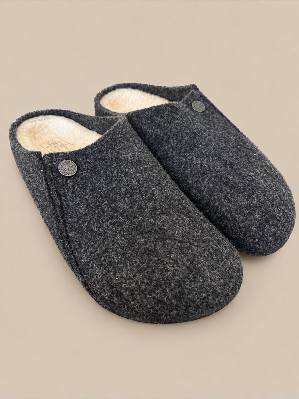 Birkenstock Zermatt Shearling Wool Felt Slippers Charcoal Women’s 7-7.5 EU 38